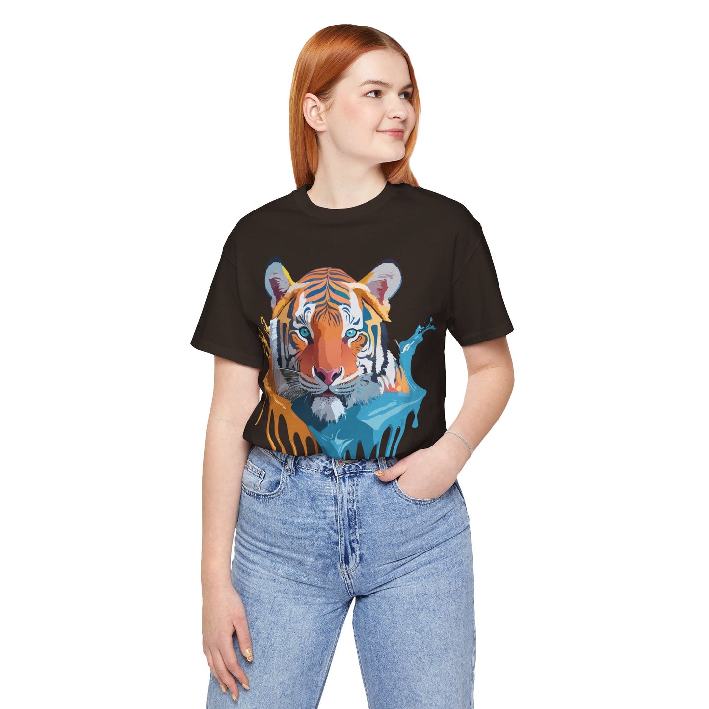 Natural Cotton Tee Shirt with Tiger