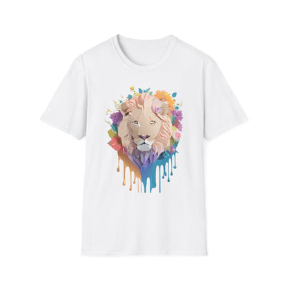 Unisex Lion Shirt Floral Lion Tee Softstyle Gildan 64000 100 Percent Cotton