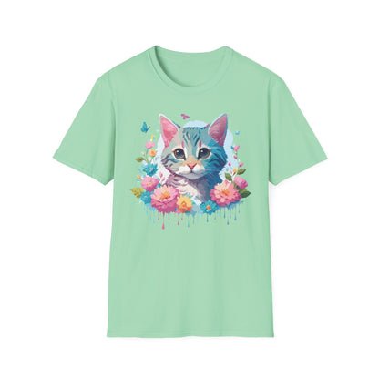 Cat Shirt Unisex Tee Kitten Cat Tee Softstyle 100 Percent Cotton Gildan 64000