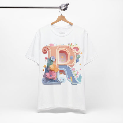 Natural Cotton Tee Shirt - Letters Collection - R Printify