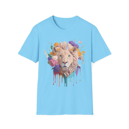 Unisex Lion Shirt Floral Lion Tee Softstyle 64000 Gildan Cotton Tee