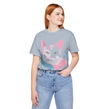 Natural Cotton Tee Shirt with Cat Printify