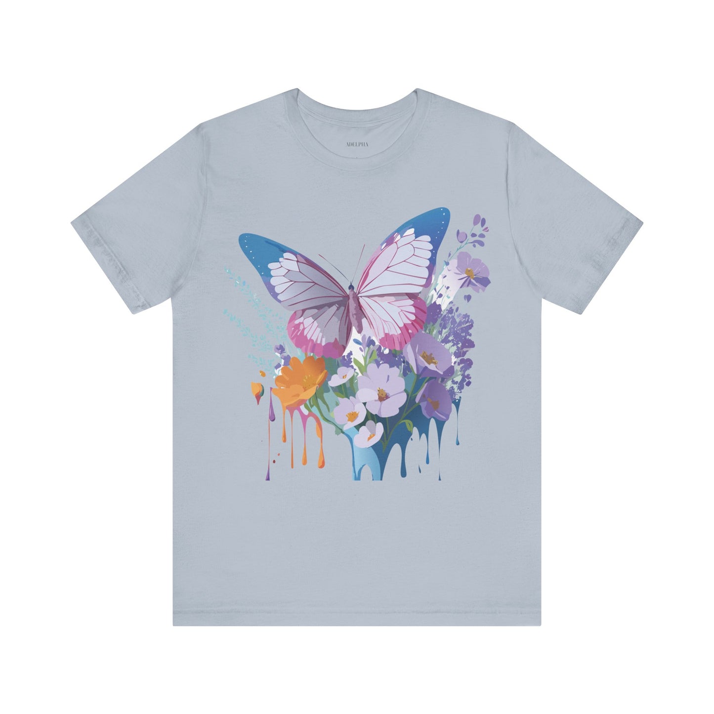 Natural Cotton Tee Shirt with Butterfly