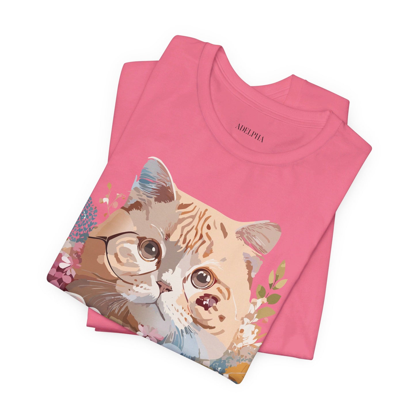 Natural Cotton Tee Shirt with Cat