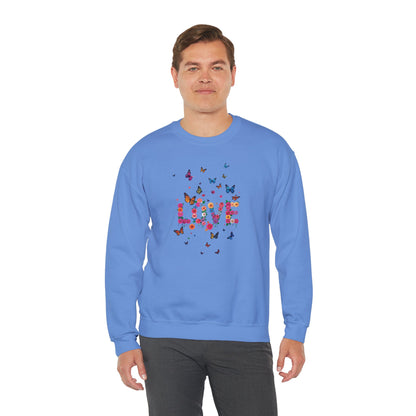 Unisex Floral Love Butterfly Sweatshirt 50 50 Cotton Poly Valentines Day