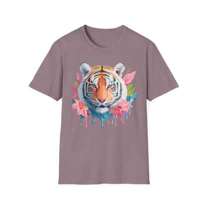 Tiger Print Unisex Softstyle T Shirt Short Sleeve Gildan 64000 Tee