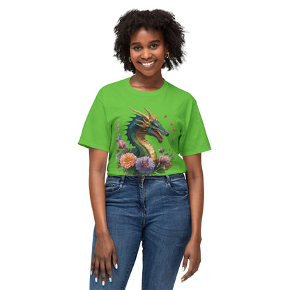 Dragon Art Design Shirt Unisex Cotton T Shirt Floral Print Tee