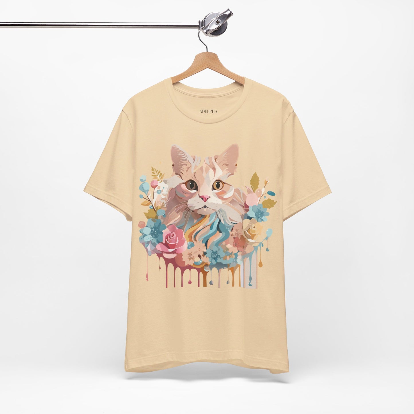 Natural Cotton Tee Shirt with Cat