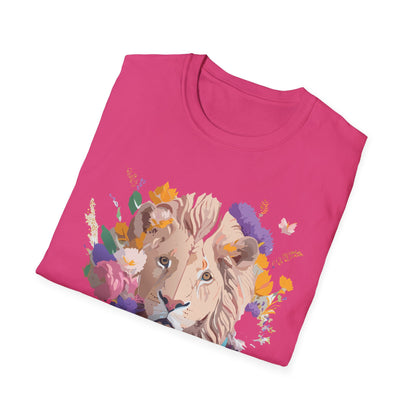 Unisex Lion Shirt Floral Lion Tee Softstyle 64000 Gildan Cotton Tee