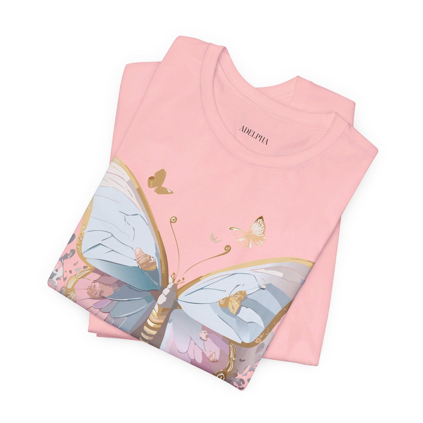 Natural Cotton Tee Shirt with Butterfly