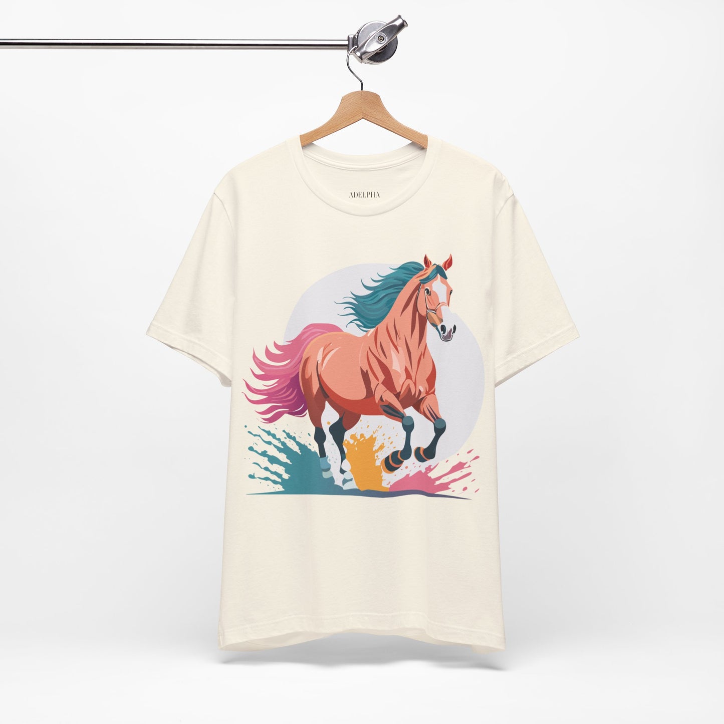 Natural Cotton Tee Shirt with Horse