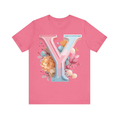 Natural Cotton Tee Shirt - Letters Collection - Y Printify