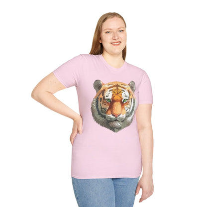 Tiger Print Shirt Unisex Animal Tee Gildan Softstyle 64000 Cotton Comfort