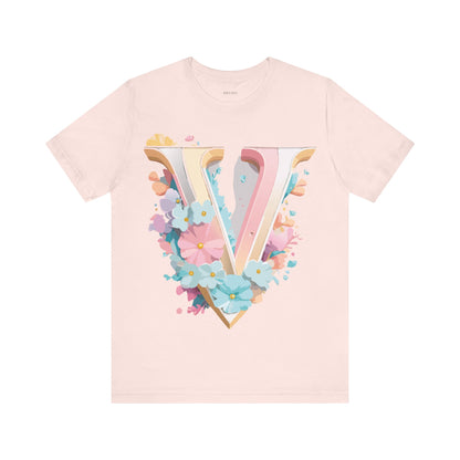 Natural Cotton Tee Shirt - Letters Collection - V Printify