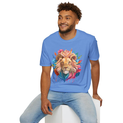 Lion Shirt Unisex Floral Lion Tee Gildan Softstyle 64000 Lightweight Cotton Tee