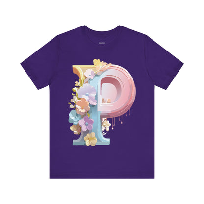 Natural Cotton Tee Shirt - Letters Collection - P Printify