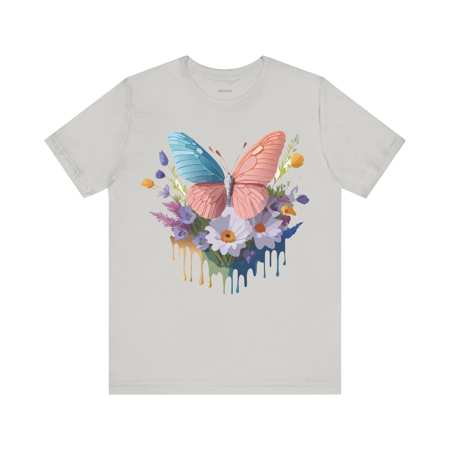 Natural Cotton Tee Shirt with Butterfly