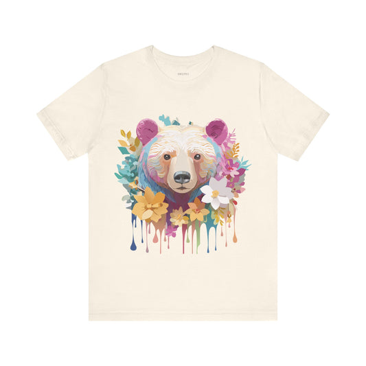 Natural Cotton Tee Shirt with Bear