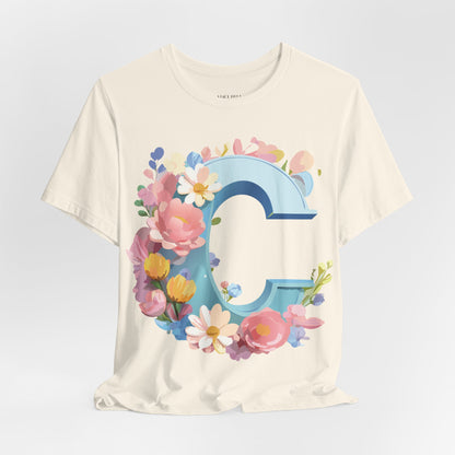 Natural Cotton Tee Shirt - Letters Collection - C Printify