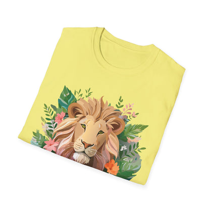 Lion Shirt Unisex Floral Lion Tee Animal Print Short Sleeve Tee