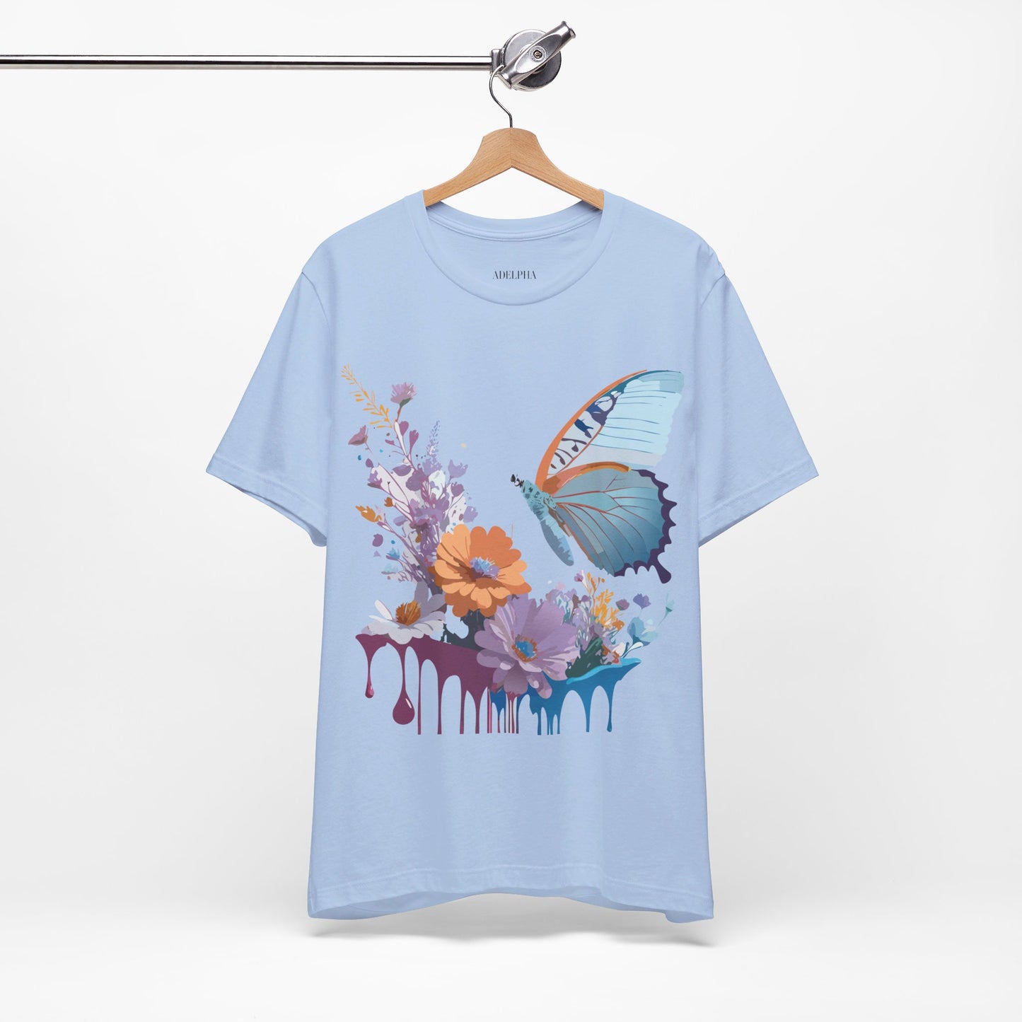 Natural Cotton Tee Shirt with Butterfly