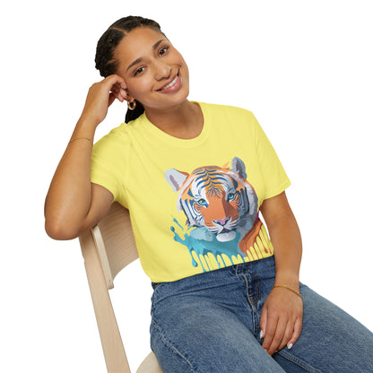 Tiger Print Shirt Unisex Softstyle Tee 100 Percent Ring Spun Cotton