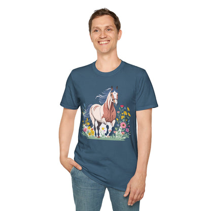 Unisex Horse Tee Softstyle Cotton Shirt With Animals Design Graphic