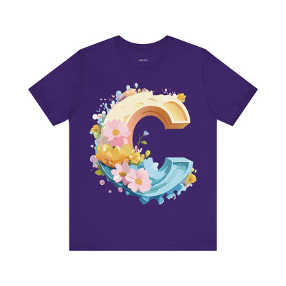 Natural Cotton Tee Shirt - Letters Collection - C Printify