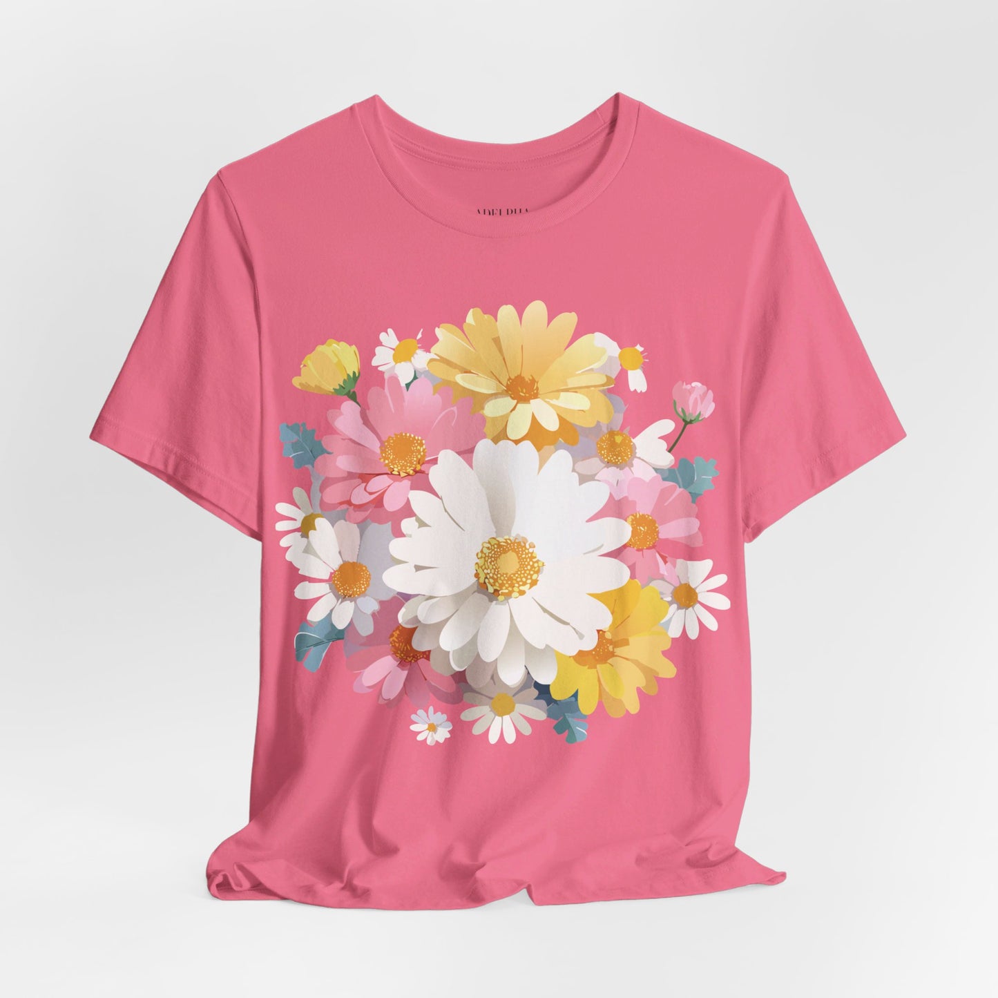 Natural Cotton Tee Shirt with Flowers