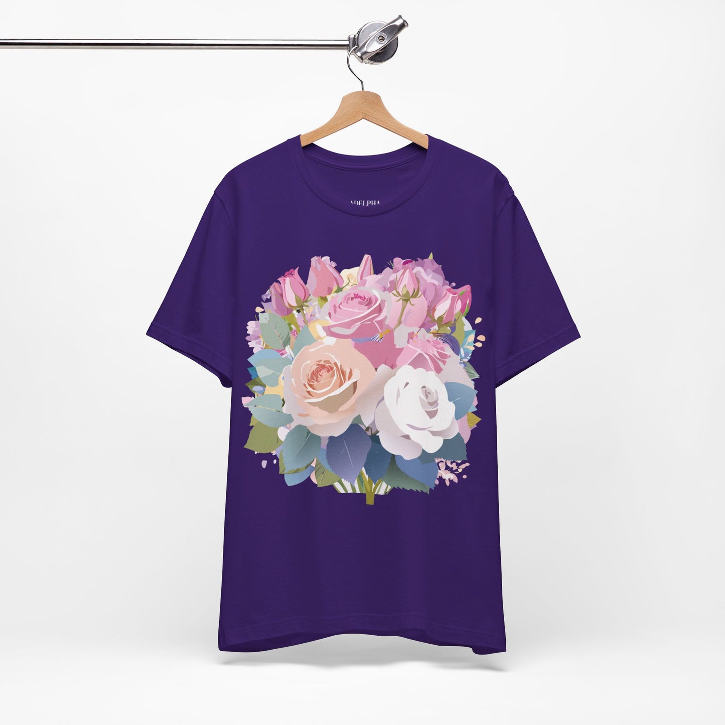 Natural Cotton Tee Shirt with Flowers