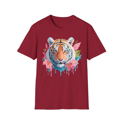 Tiger Print Unisex Softstyle T Shirt Short Sleeve Gildan 64000 Tee