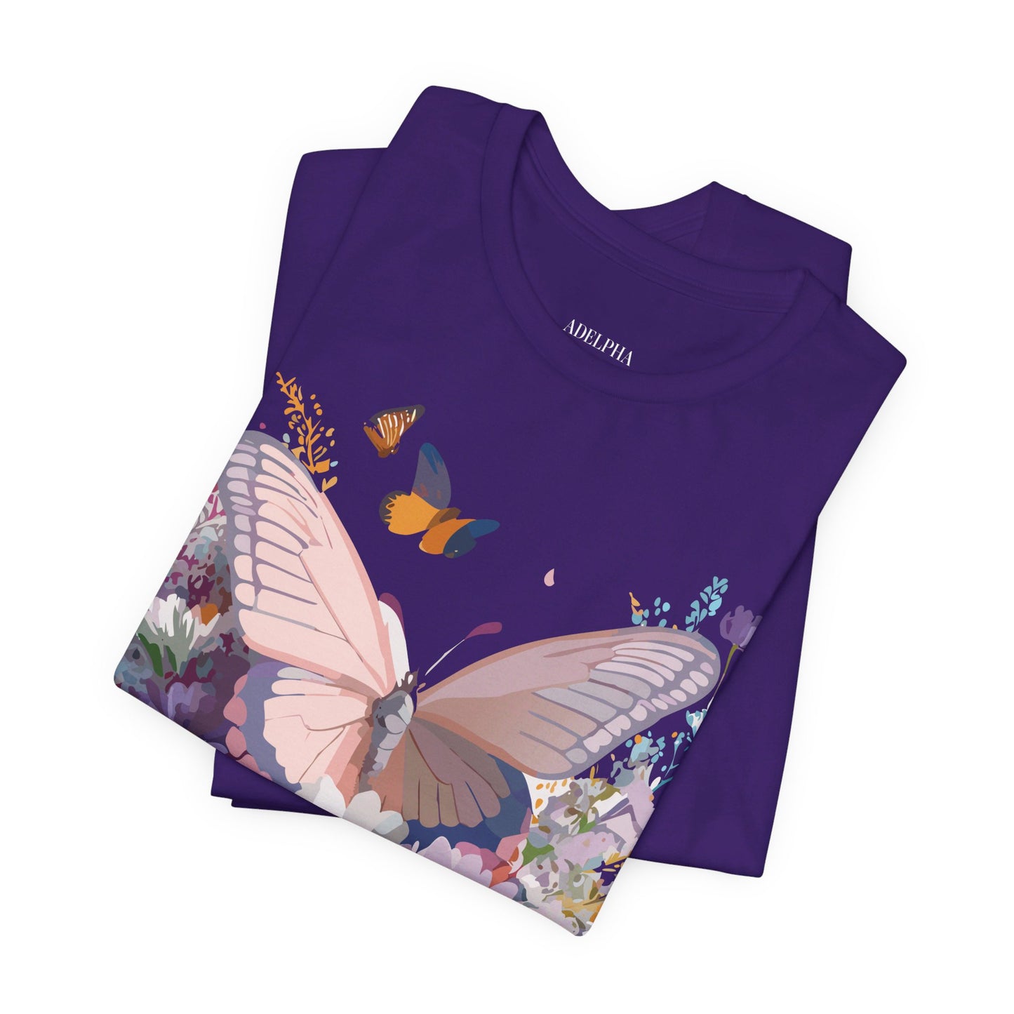 Natural Cotton Tee Shirt with Butterfly