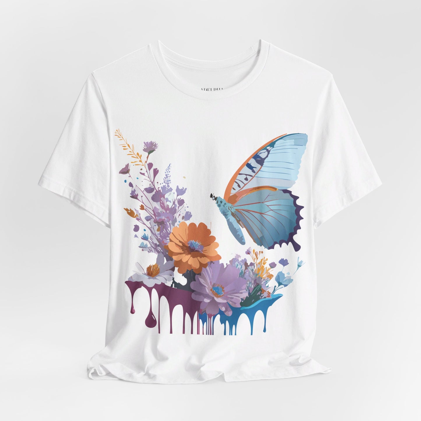 Natural Cotton Tee Shirt with Butterfly