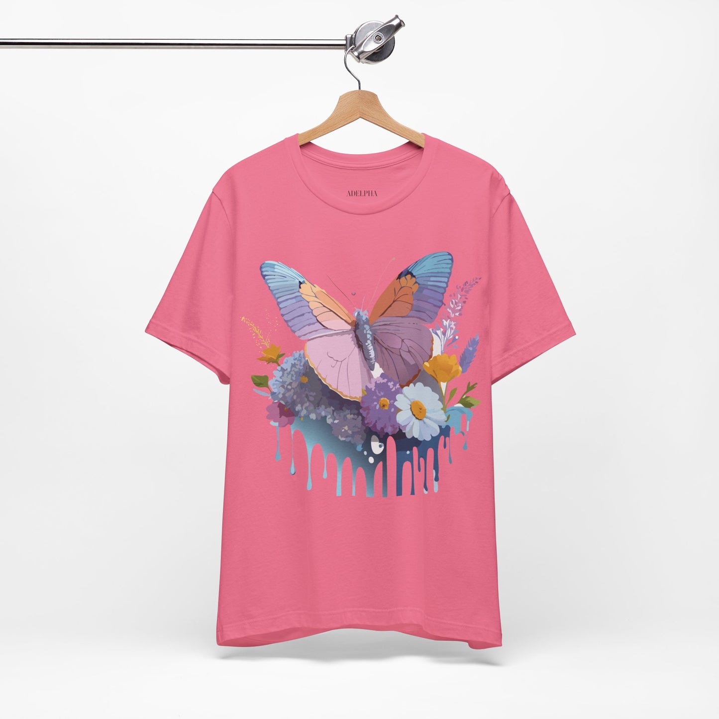 Natural Cotton Tee Shirt with Butterfly