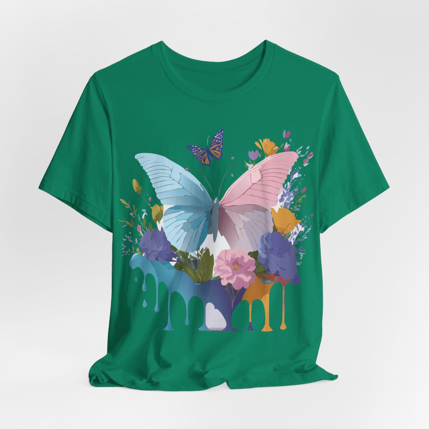 Natural Cotton Tee Shirt with Butterfly