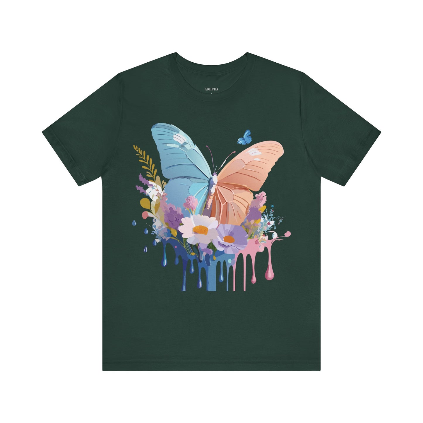 Natural Cotton Tee Shirt with Butterfly