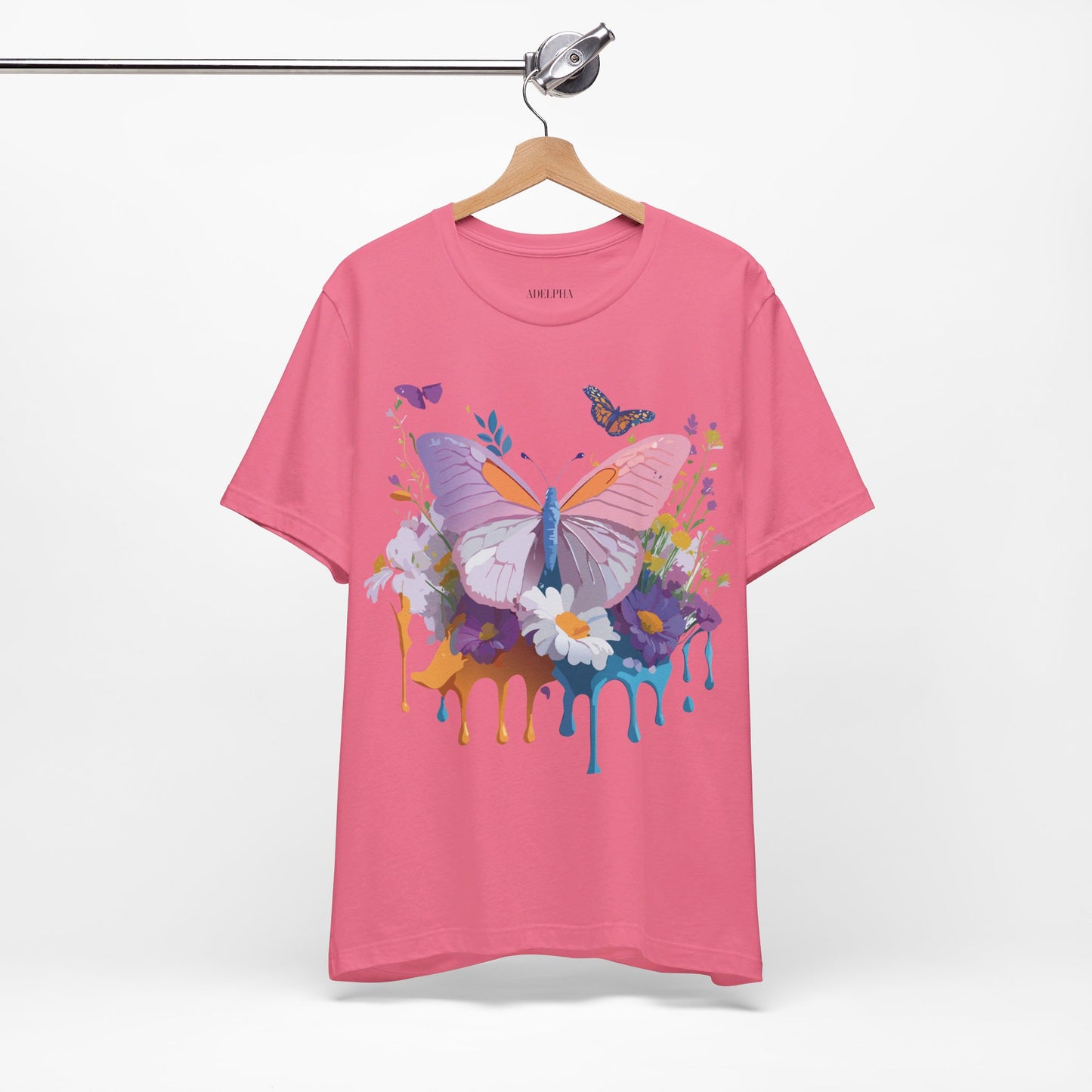 Natural Cotton Tee Shirt with Butterfly