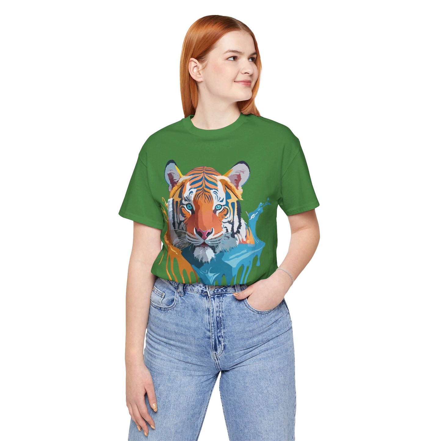 Natural Cotton Tee Shirt with Tiger