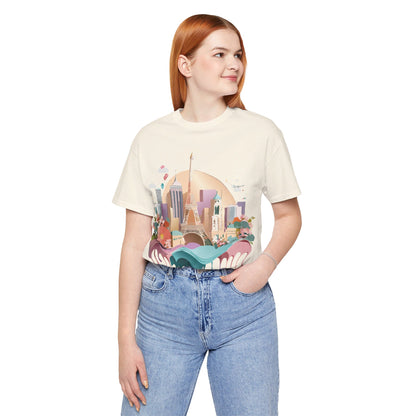 Natural Cotton Tee Shirt - Beautiful Places Collection - Paris Printify