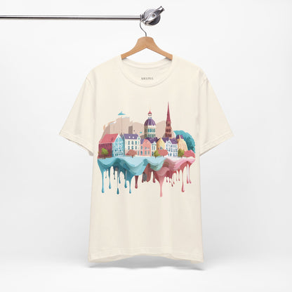 Natural Cotton Tee Shirt - Beautiful Places Collection - Warnemünde and Rostock - Germany Printify