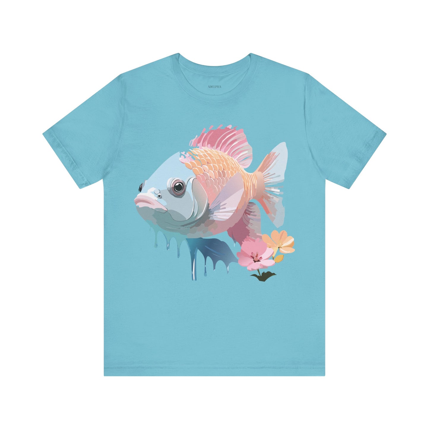 Natural Cotton Tee Shirt with Fish