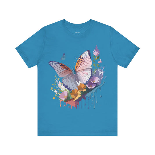 Natural Cotton Tee Shirt with Butterfly