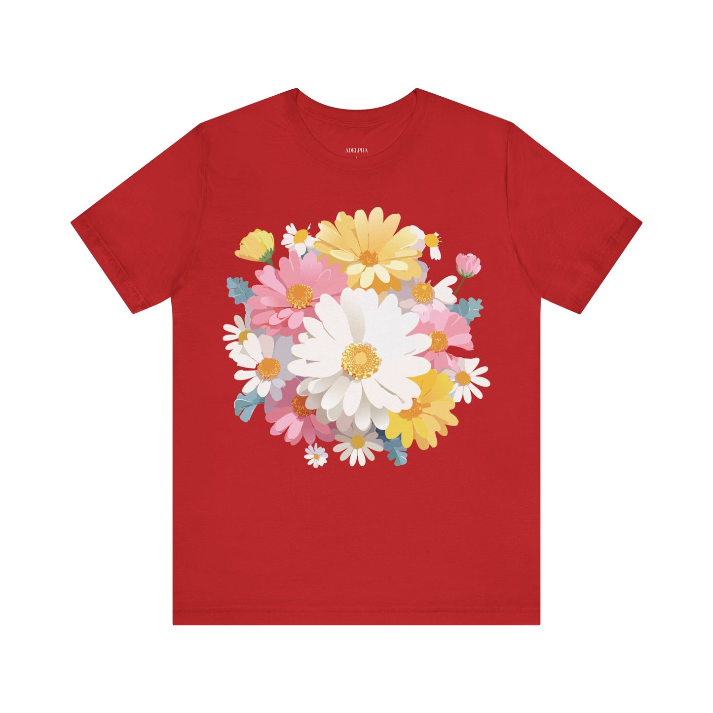 Natural Cotton Tee Shirt with Flowers