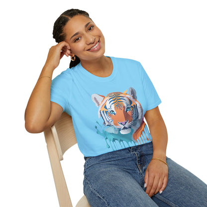 Tiger Print Shirt Unisex Softstyle Tee 100 Percent Ring Spun Cotton