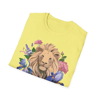 Unisex Softstyle Lion Shirt Floral Lion Tee Animal Print Graphic Tee