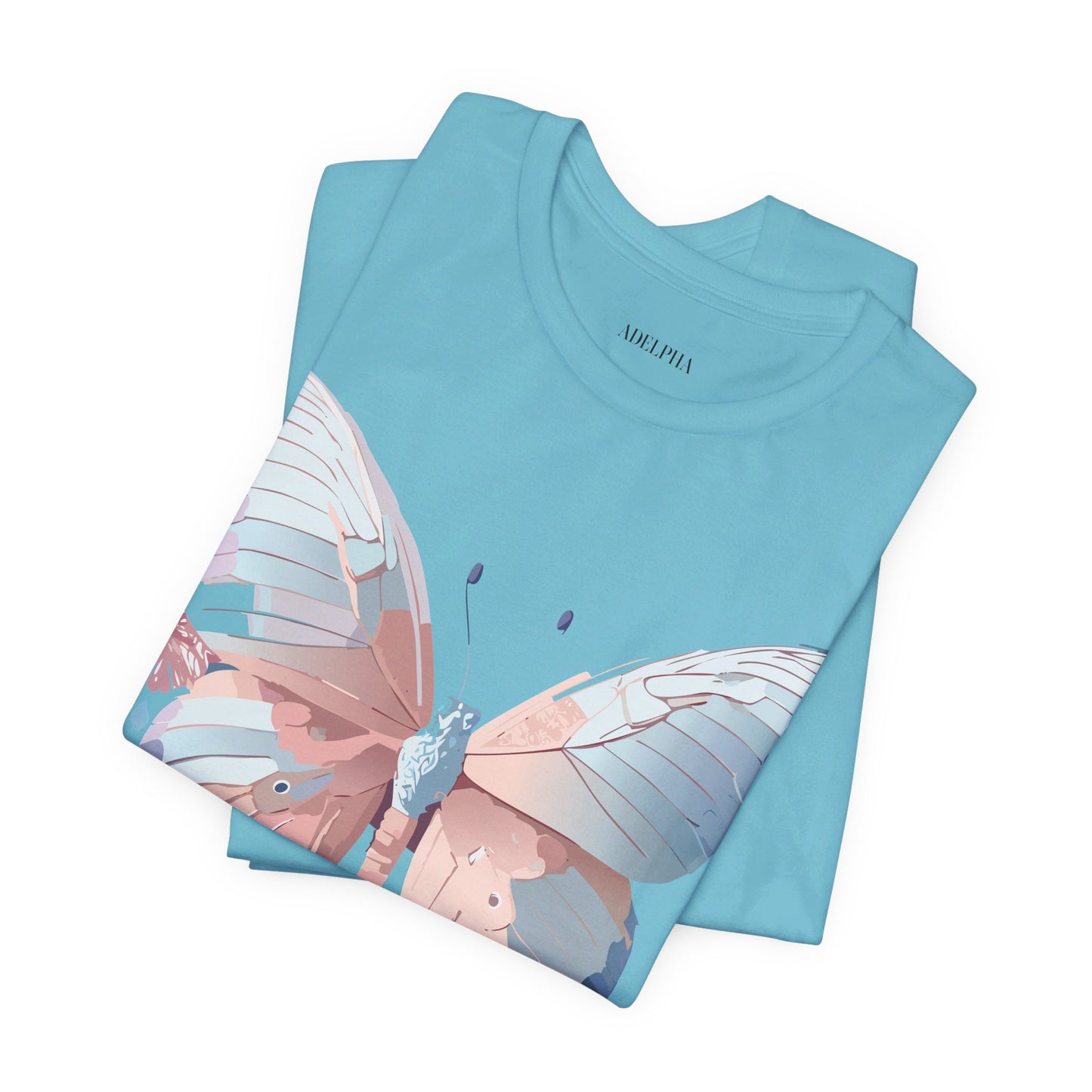 Natural Cotton Tee Shirt with Butterfly