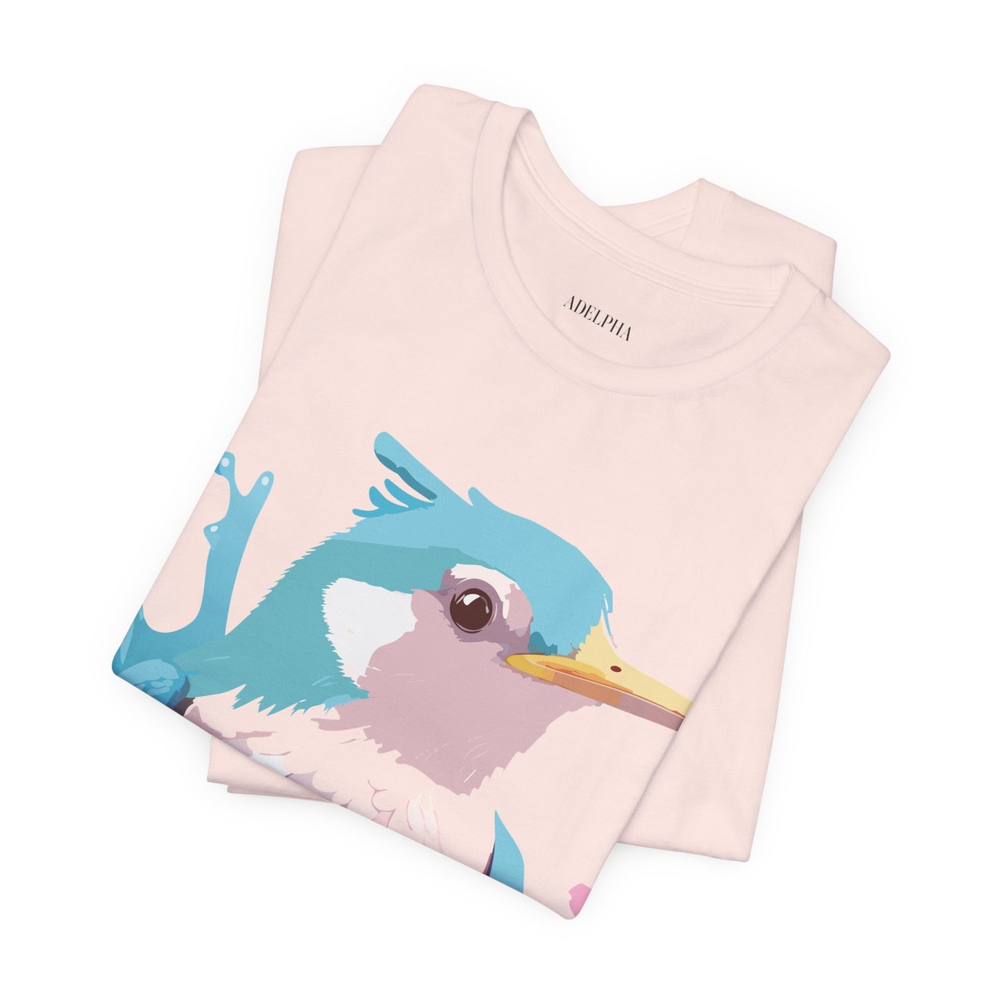 Natural Cotton Tee Shirt with Bird