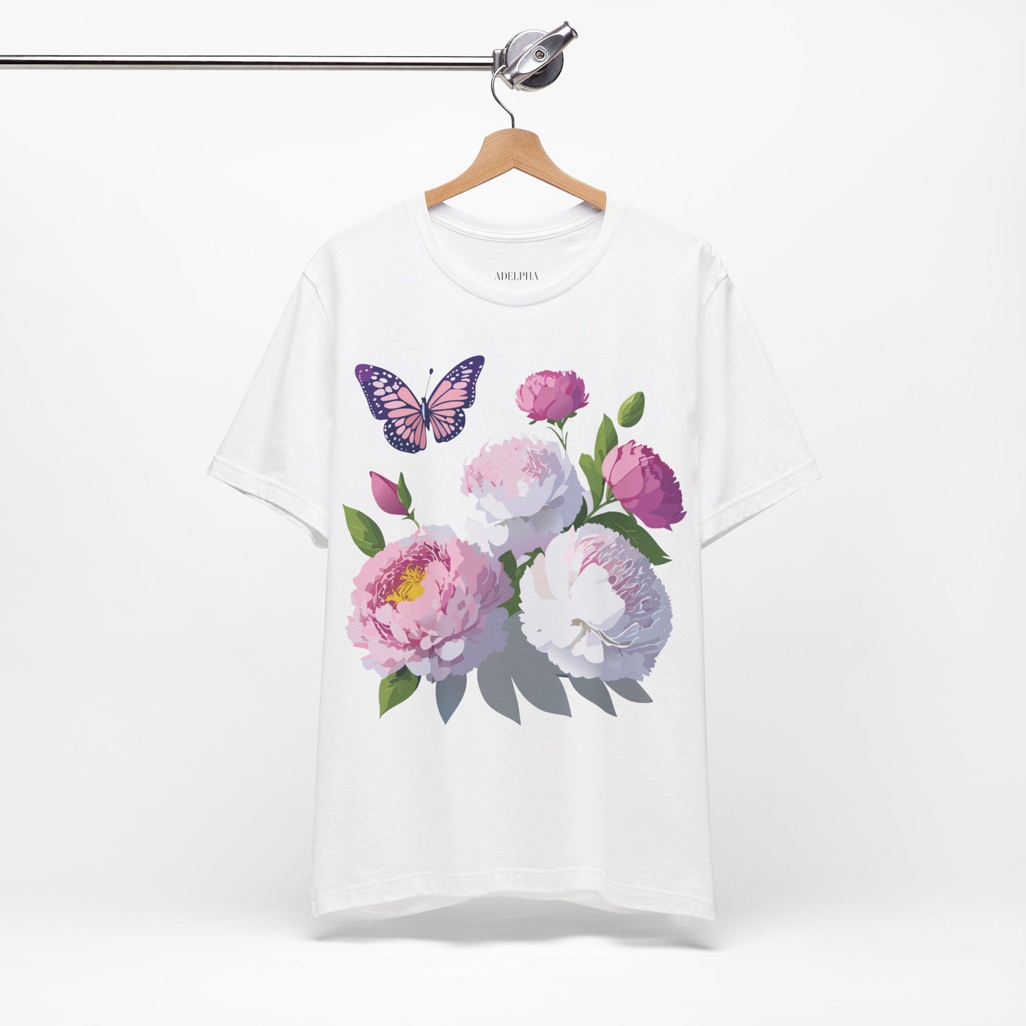 Natural Cotton Tee Shirt with Flowers