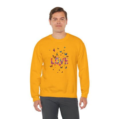 Unisex Floral Love Butterfly Sweatshirt 50 50 Cotton Poly Valentines Day