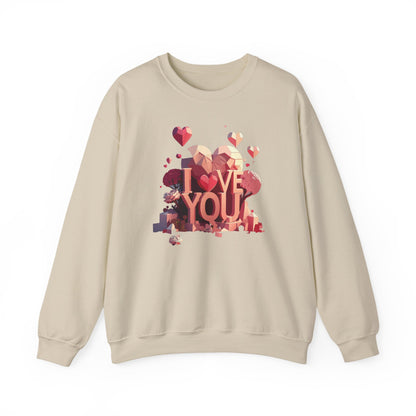Unisex Heart Love Sweatshirt Floral Valentines Day Cotton Poly Fifty Fifty Blend